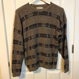 VTG 90s Bugle Boy knit sweater neutral textured horizontal stripe pattern sz M